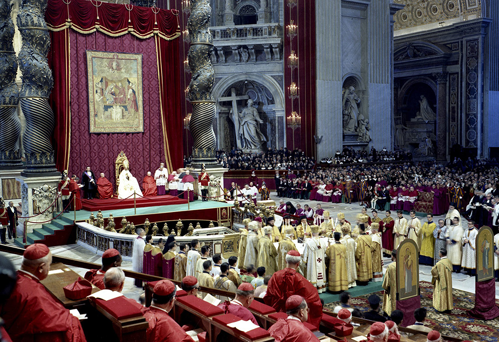 Pope Paul VI presides over a meeting of the Second Vatican Council in St. Peter's Basilica at the Vatican in 1963. Pope Benedict XVI will mark the 50th anniversary of the Oct. 11, 1962 opening of the council and kick off the Year of Faith with an Oct. 11 Mass in St. Peter's Square. (CNS photo/Catholic Press Photo) (Sept. 28, 2012)